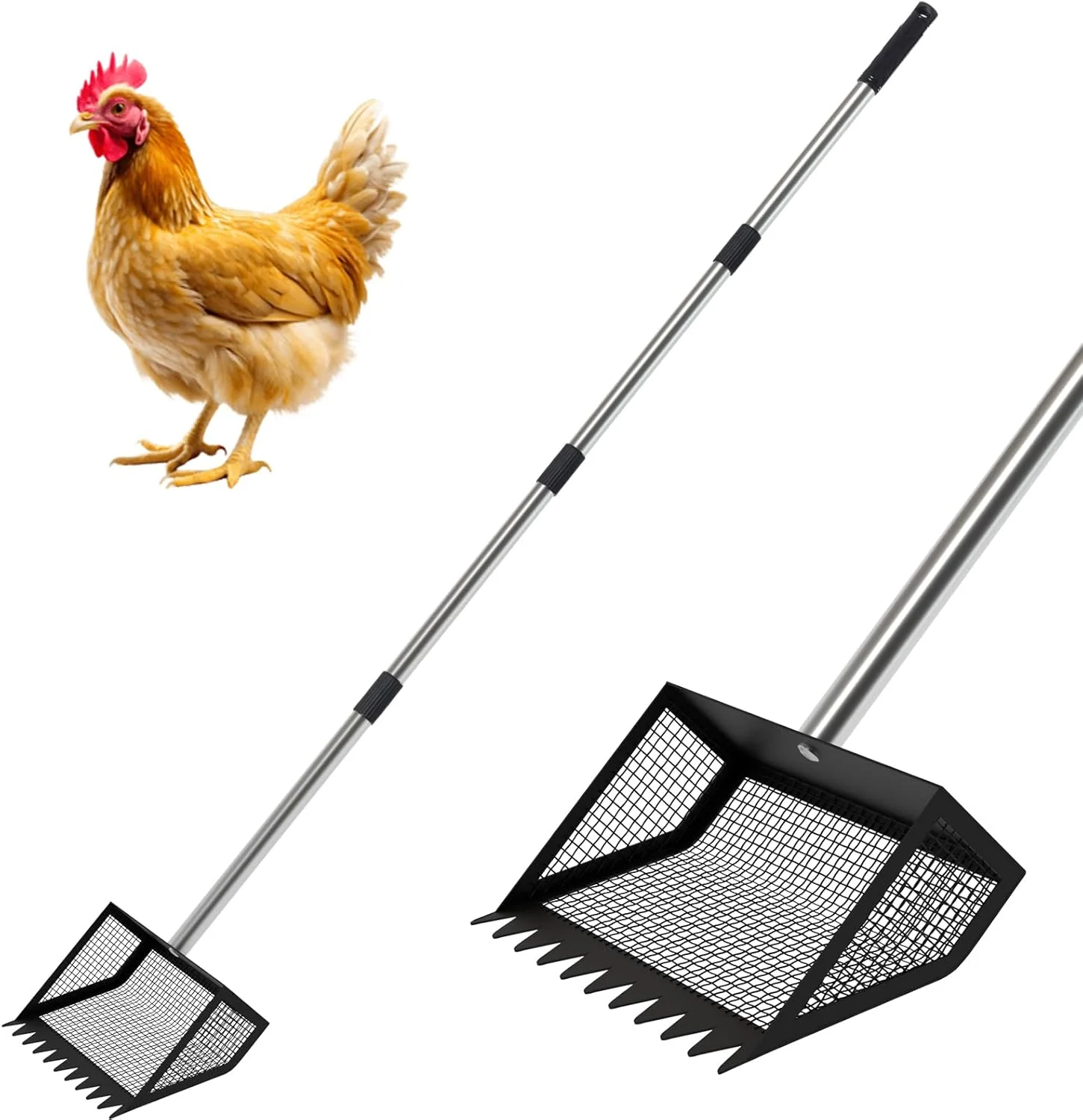 

Совок для куриных какашек, 10-дюймовая большая головка для куриных какашек для песка, совок для куриных какашек с ручкой, грабли для курицы