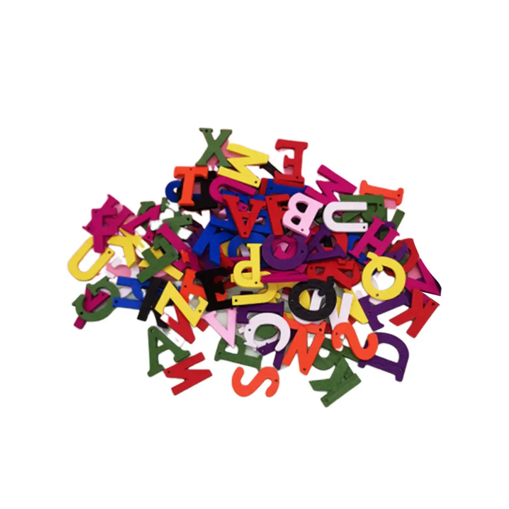 

200pcs Colorful Letter Wooden Cutouts Smooth Surface DIY Crafts Ornaments Decorations Lightweight Safe Montessori Toys