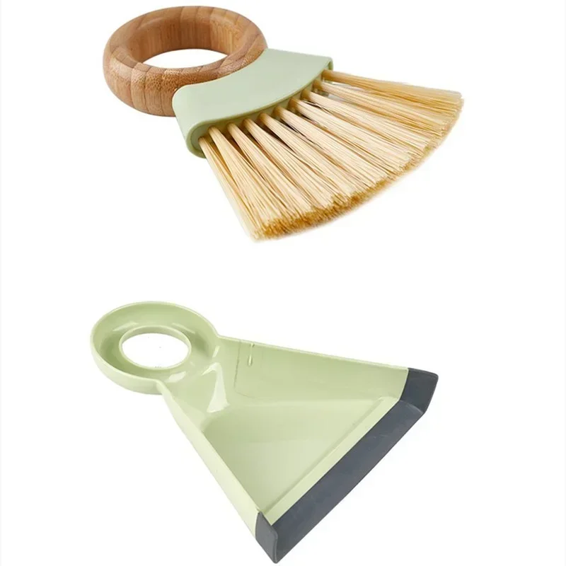 Mini Desktop Brooms and Dustpan Set Wooden Handle Hanging Household Brush Combination Plastic Household Cleaning Accessories