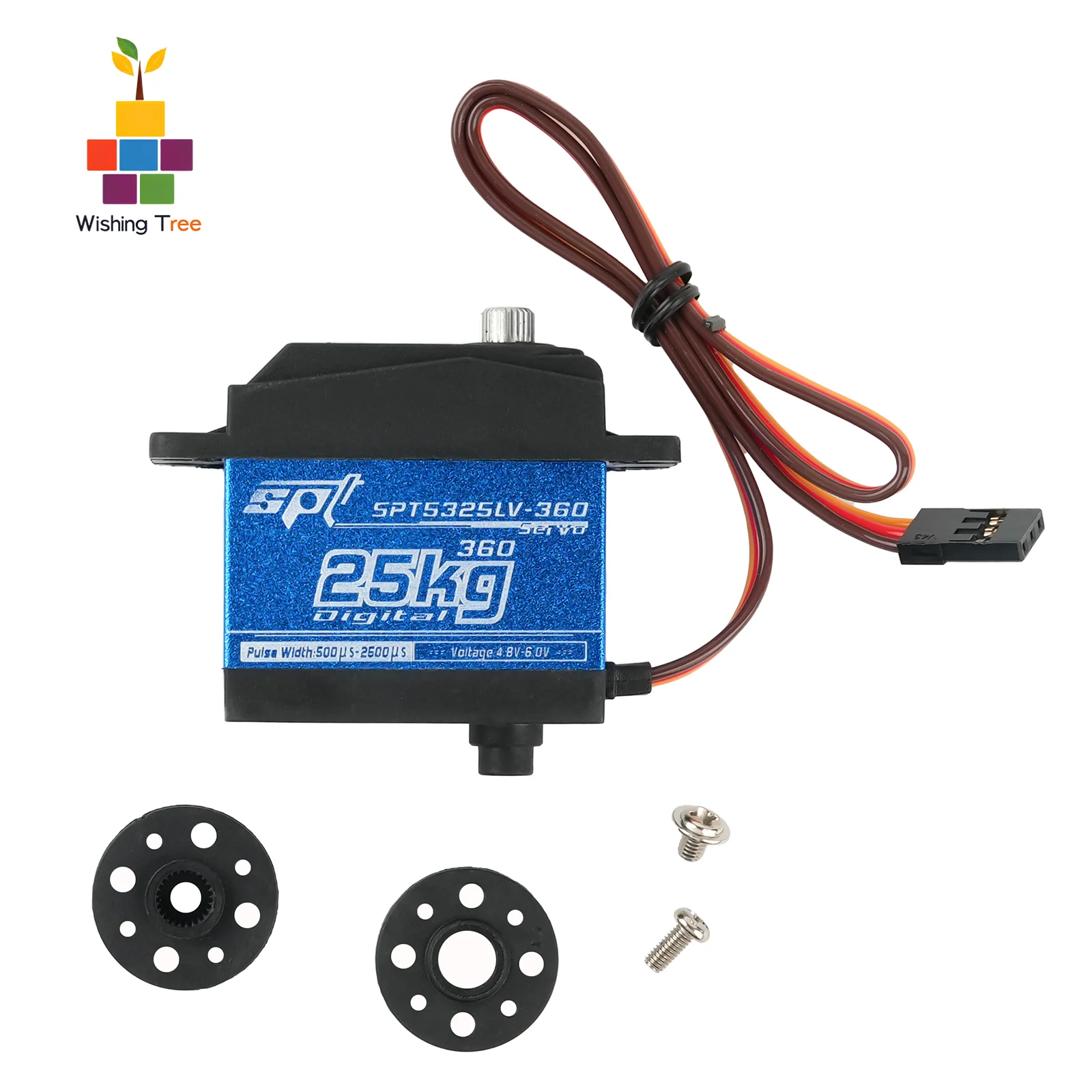 SPT5325LV 25KG Servo numérique à double axe à engrenage métallique 360 °   Rotation continue pour robots RC et modèles de bricolage