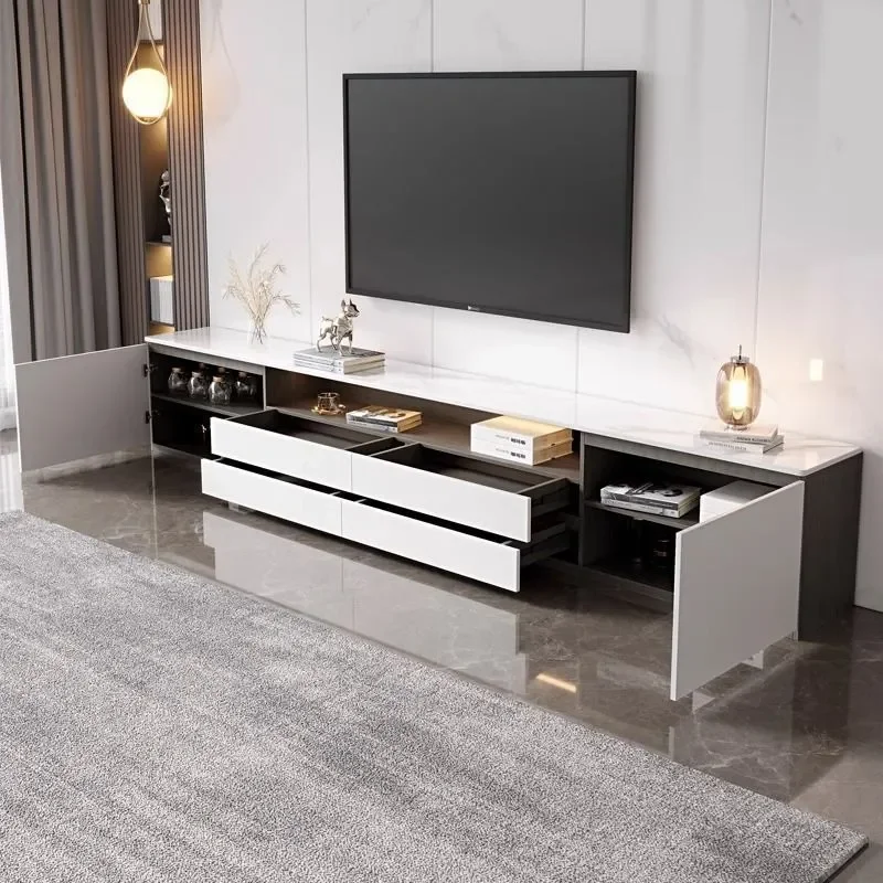 Double Layer TV Cabinet Household Paint Free Storage Large Capacity High Grade Mildew Proof Floor To Ceiling Living Room