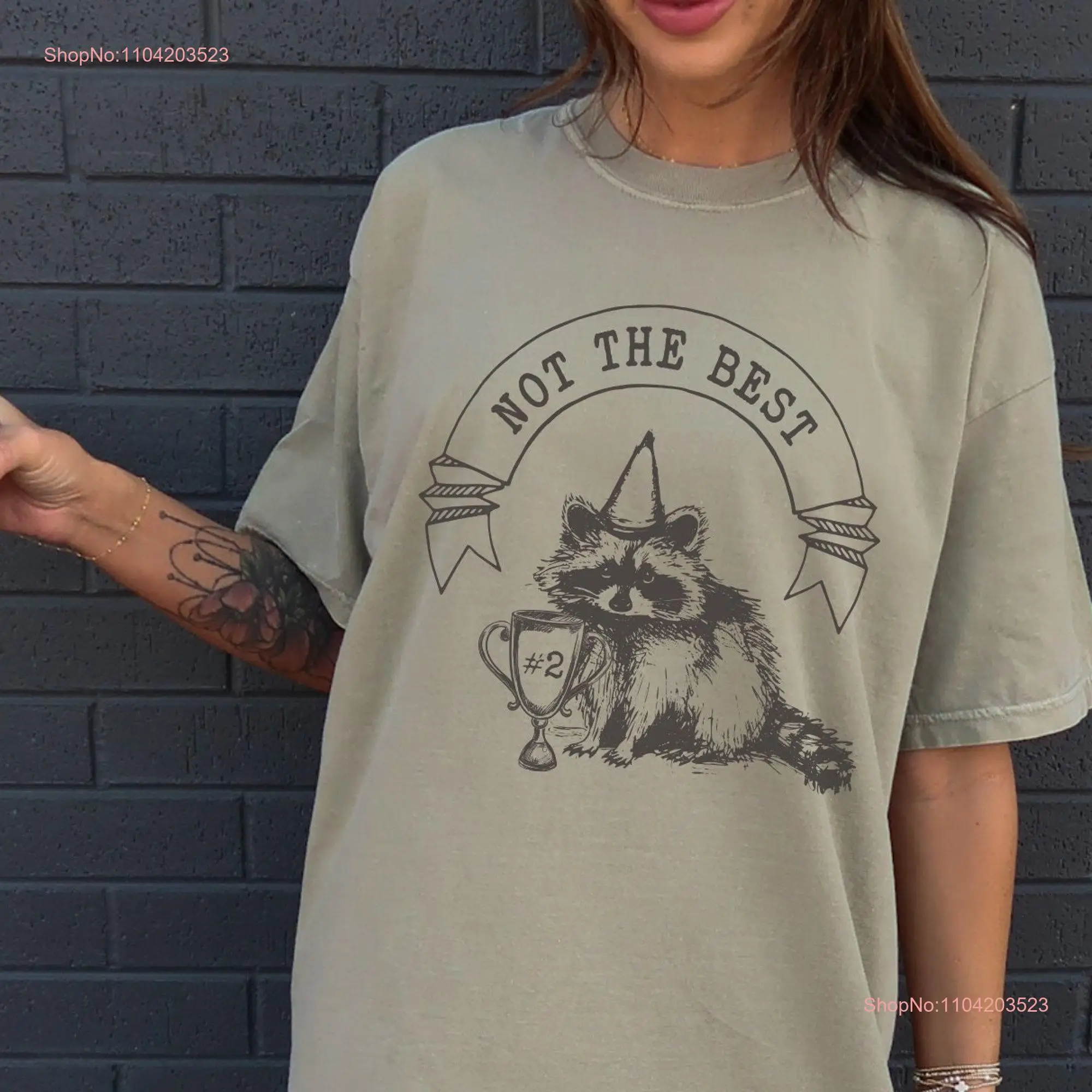 Not The Best Funny Trophy Sad Raccoon T Shirt Mediocre Racoon Sarcastic Vintage Animal Sayings Comfort Colors