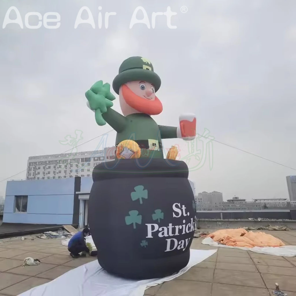 Mascota del Día de San Patricio, modelo de leprechaun inflable verde, decoración para eventos y fiestas al aire libre