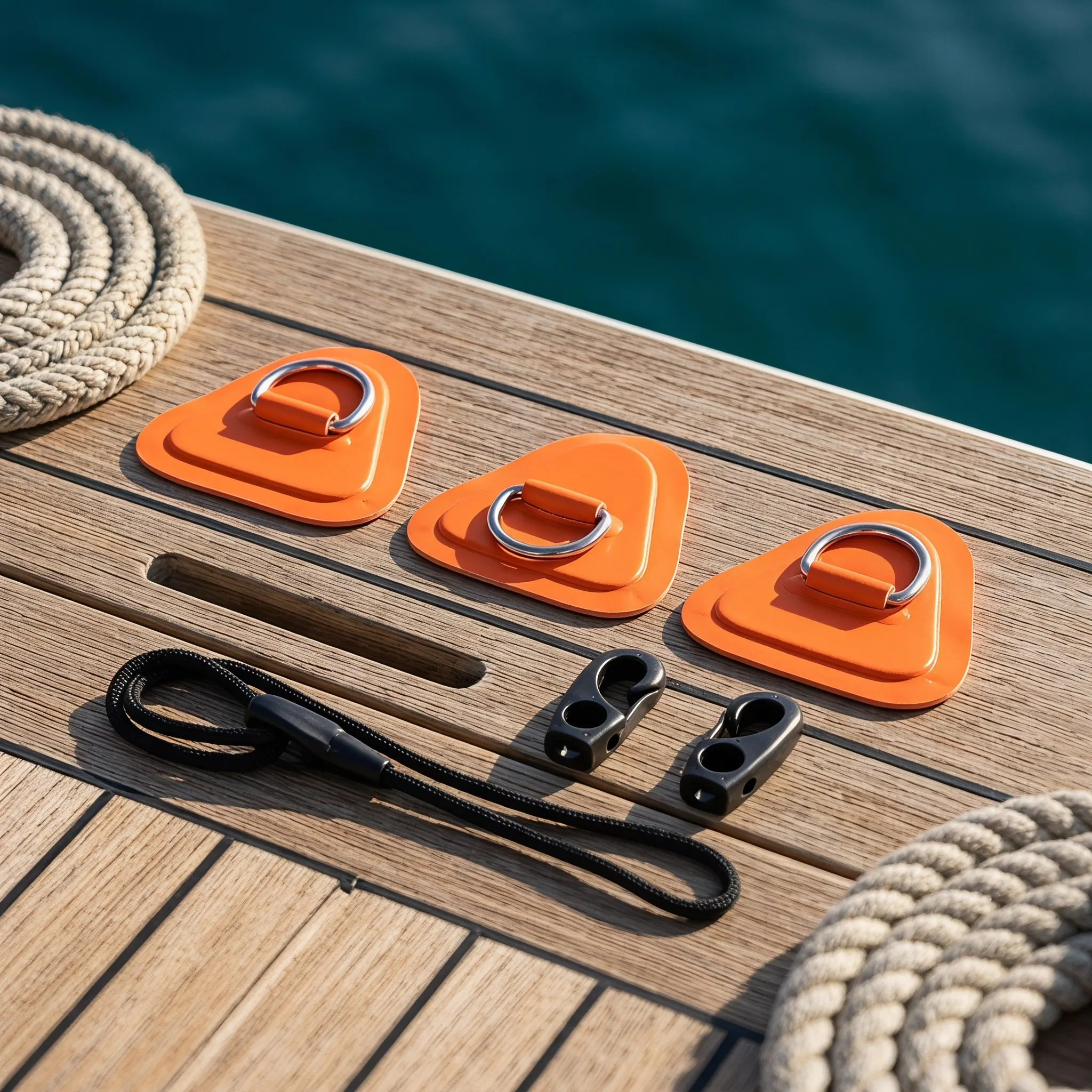 6Pcs Triangle PVC Deck Rigging Kit Elastic Rope Hooks Handle Bungee Cord Support for Kayak Sup Inflatable Boat Paddleboard Canoe
