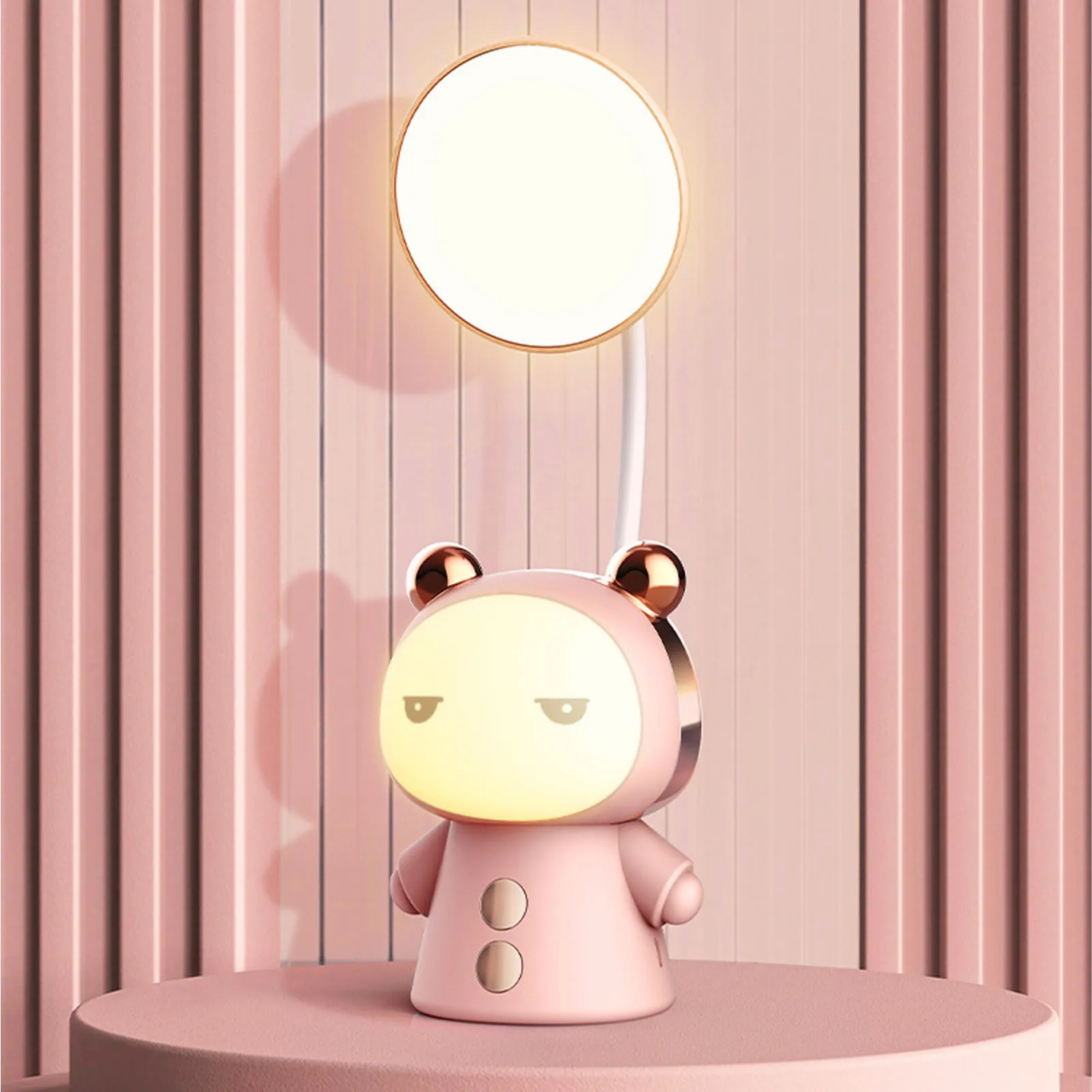 Lampe de bureau LED dessin animé aste USB pour enfants, veilleuse rose créative, protection des yeux, apprentissage, lecture, livre, ZK40