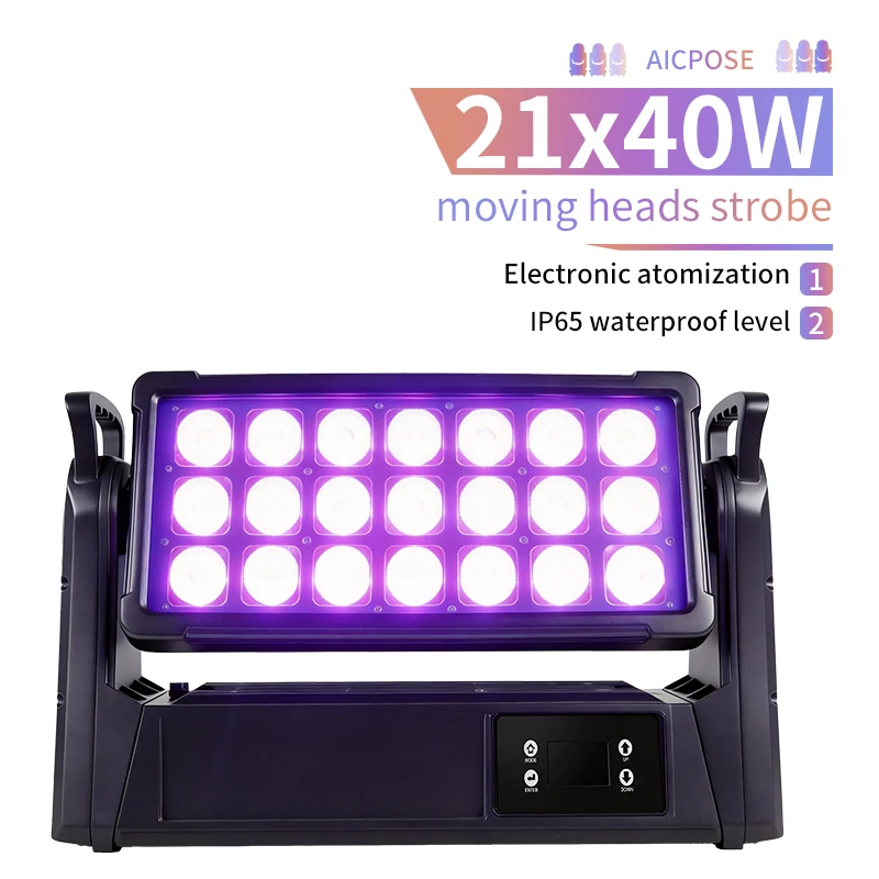 IP65 Waterproof 21x40w RGBW 4in1 Moving head light With atomization DMX Outdoor Flood Wall Washer Stage Performance Light