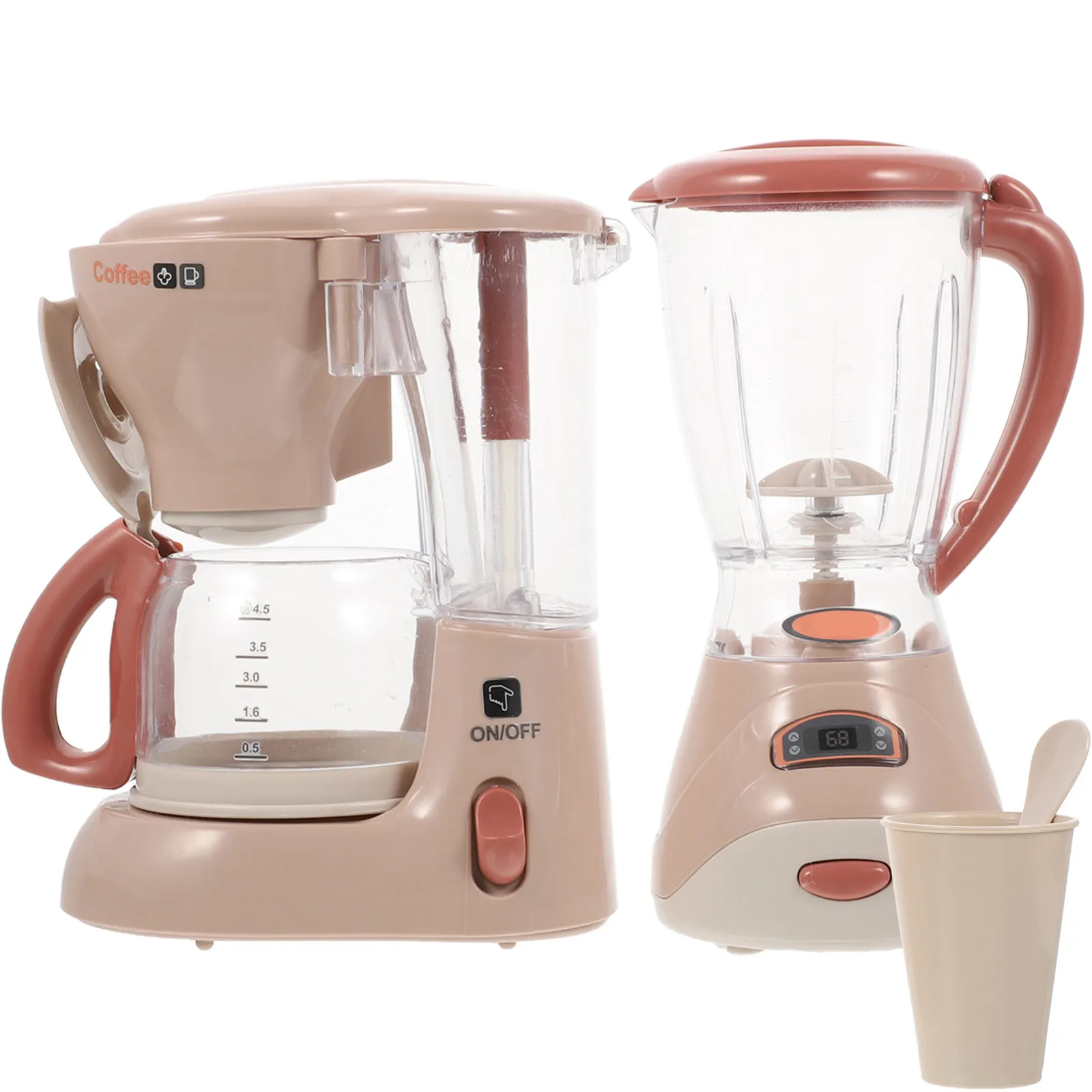 

Детский кухонный игровой набор из 2 предметов: электрическая соковыжималка и кофемашина со световыми и звуковыми эффектами, развивающие творческие способности и воображение