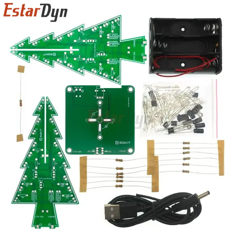 ثلاثي الأبعاد ثلاثية الأبعاد شجرة عيد الميلاد LED لتقوم بها بنفسك عدة أحمر/أخضر/أصفر LED فلاش مجموعة الدوائر الإلكترونية متعة جناح #3