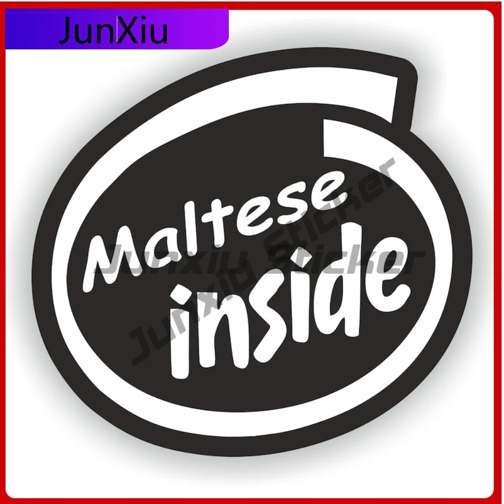 

Maltese Inside Dog Sticker Funny Cute SUV Window Scratch Cover Vehicle Decor Vinyl Decal For Car Truck SUV Window Bumper Laptop