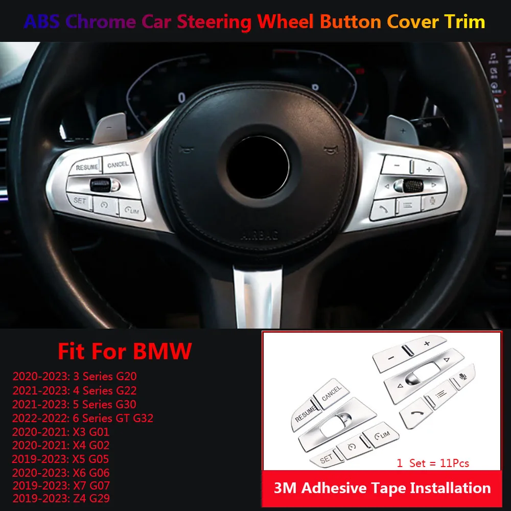 1 Set Car Steering Wheel Switch Button Cover Trim For BMW 3 4 5 6GT X3 X4 X5 X6 X7 Z4 G30 G20 G22 G32 G01 G02 G05 G06 G29 Inner