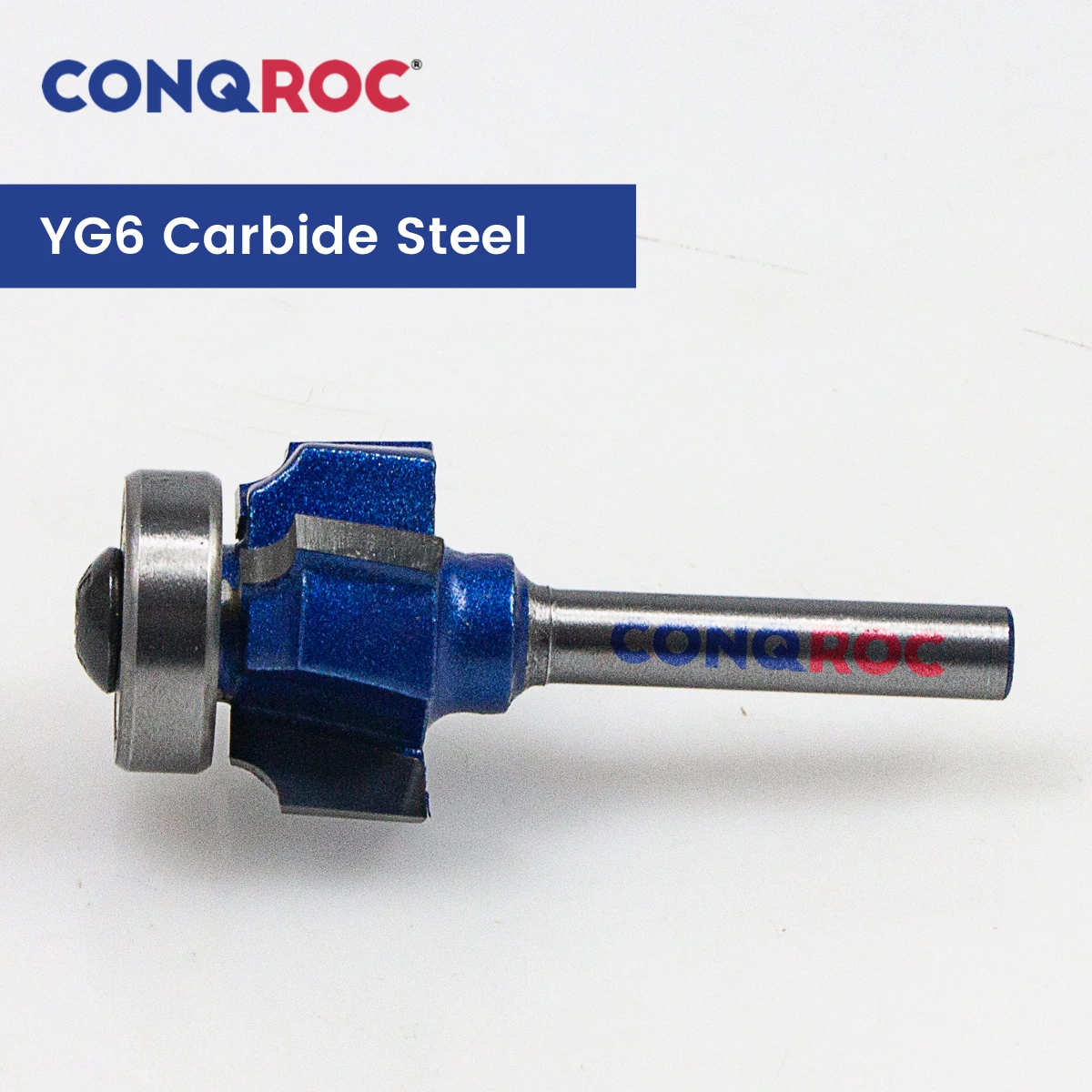 Woodoworking Round Over Router Bit 6.35mm Shank 3-Option Radius 1mm |  2mm | 3mm 4-Wing with Top Bearing