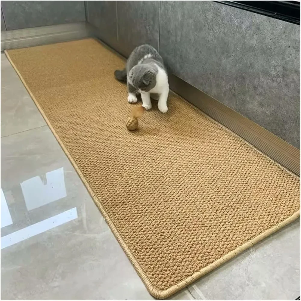 

Natural Sisal Rugs Non Slip, Solid Border Cat Scratcher Mat, Farmhouse Teahouse Summer Cool Pad for Bathroom/Entryway/Kitchen (C