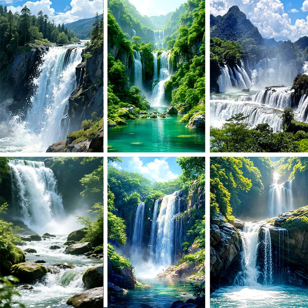 

Nature Scenery Waterfall Mountain Water Backdrop Natural Background Home Wall Decoration Photo Booth Shooting Studio Props