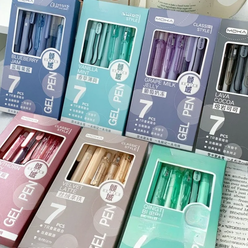 1Set High‑Aesthetic Dopamine Click Pens,0.5mm ST tip quick‑dry black neutral pens,same‑color design for student daily writing