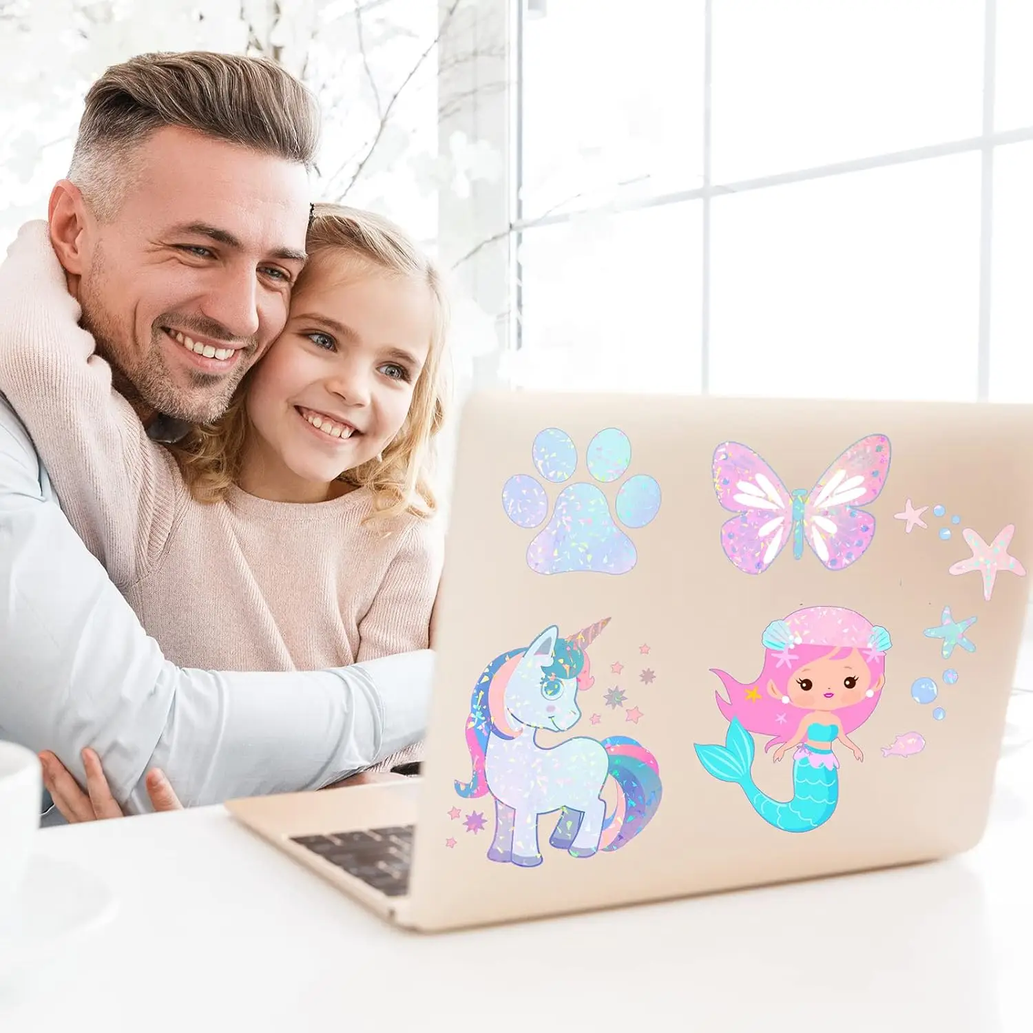 2.9 x 4.1 In 50 Sheets - Diamond Holographic Sticker Paper Glitter Clear Overlay Cold Laminating Film Self Adhesive Vinyl Sheets