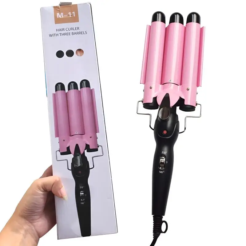 

Professional Triple Barrels Hair Curler Ceramic Tourmaline Technology Fast Heating Anti Scalding Hair Styler Long Lasting Waves