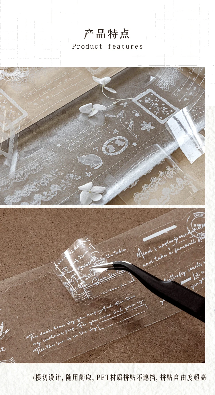 Journal GO 2Mx5cm Notizband mit weißer Tinte, kreatives, schönes Masking-Tape, Aufkleber, Journaling, Scrapbook, Karte, DIY-Briefpapier – Detail 20