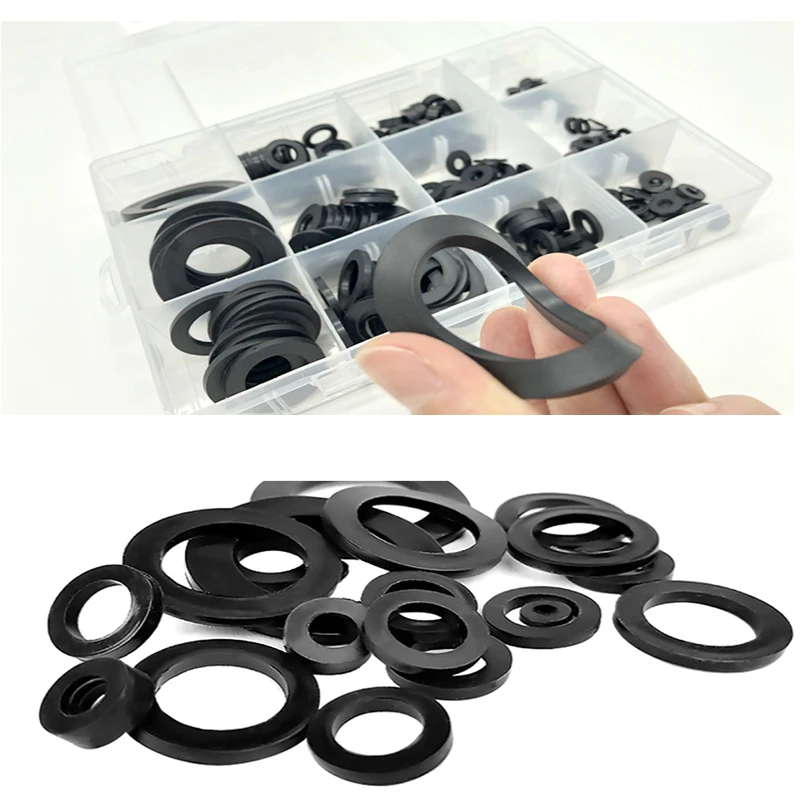 224 PCs 12 sizes black insulation ring rubber flat washer gasket assortment kit M2 M2.5 M3 M4 M5 M6 M8 home improvement