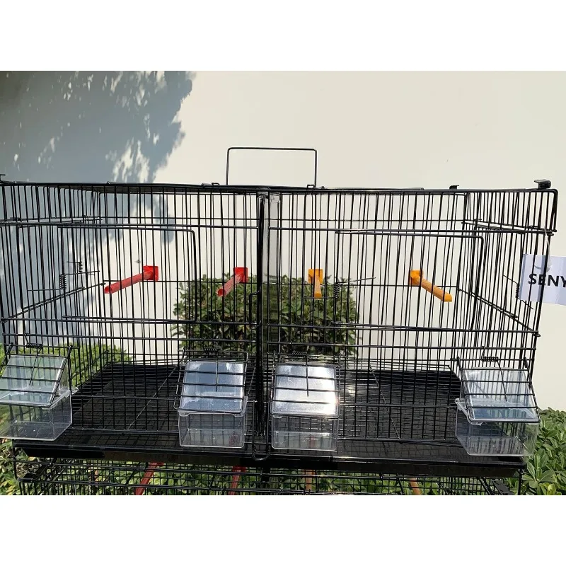 Set of 4 Stackable Breeding Bird Cage for Canary Finch Small Birds (Black)