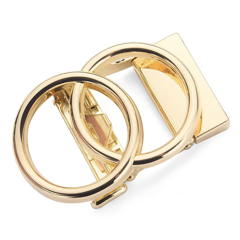 Gold Business Automatic Buckle  Double Rings Simple Shape Alloy Buckle Belt Accessories 3.5cm