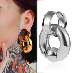Doearko1set Surgical Steel Ear Flesh Surgical Steel Ear Flesh Double Flared Ear Guages BCR Ball Closure Nose Septum Ring Jewelry