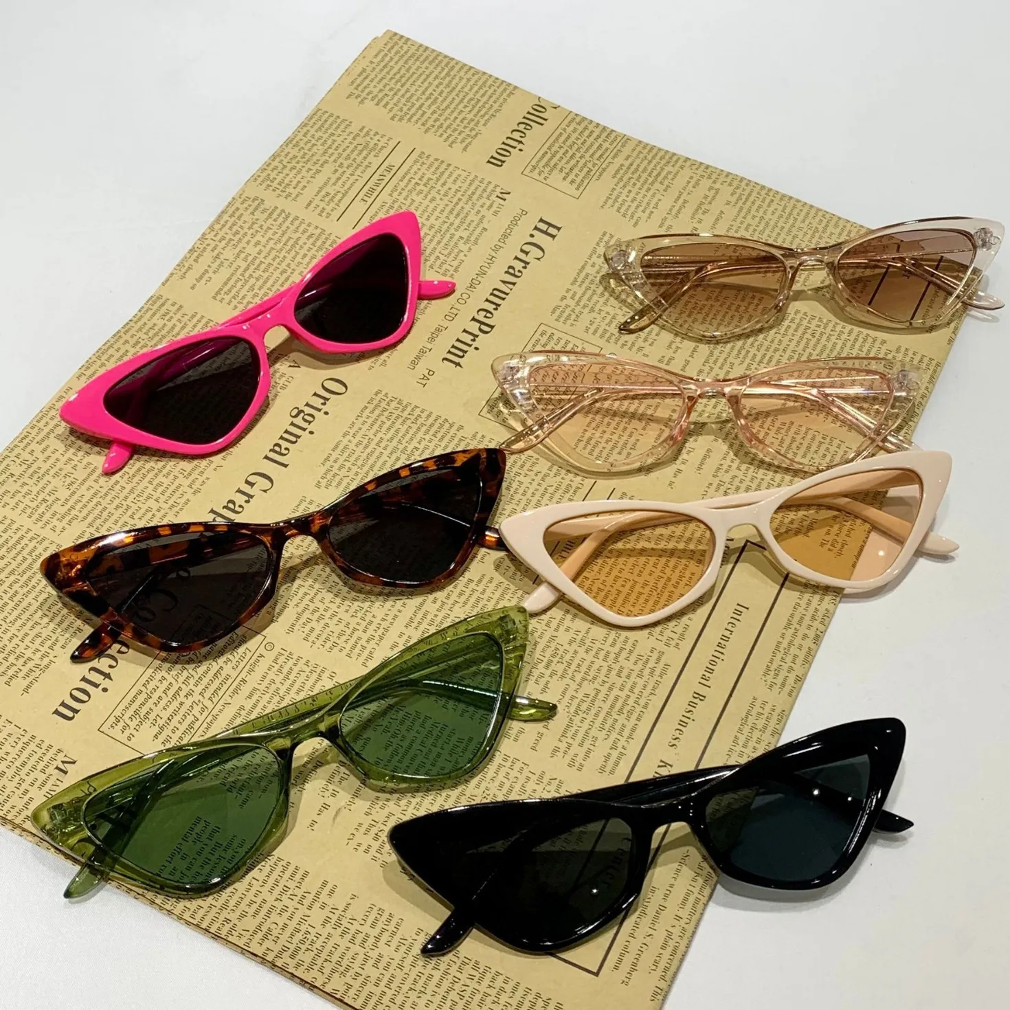 Mała ramka Vintage kwadratowe okulary przeciwsłoneczne damskie męskie okulary przeciwsłoneczne kocie oczy okulary gogle kwadratowe męskie kobiece trójkątne okulary przeciwsłoneczne