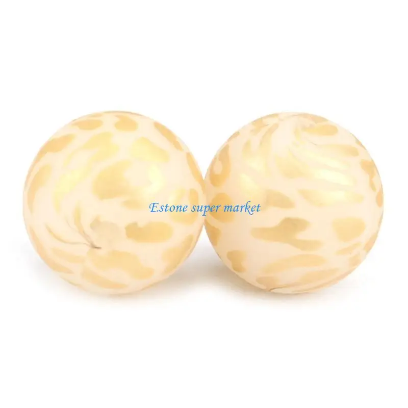 090B Round Baby Teething Beads for Jewelry Making Acrylic Print Flower Beads Bracelets for DIY Necklaces Baby Molar Teeth