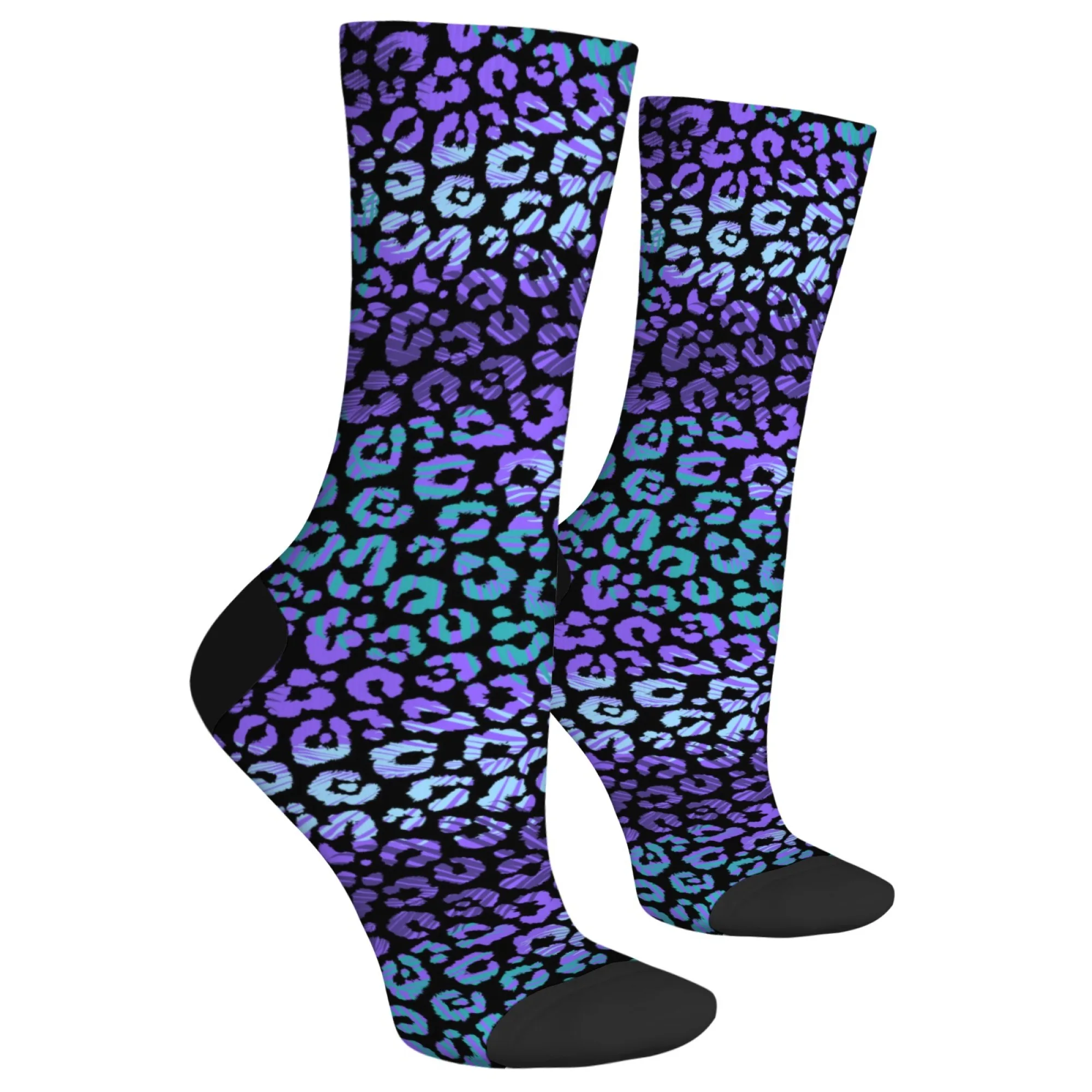 Neon Leopard Print Socks Y2K Style Retro Fashion Men's Socks Street Casual Hip-Hop Socks Outdoor Travel Fitness Sports Socks
