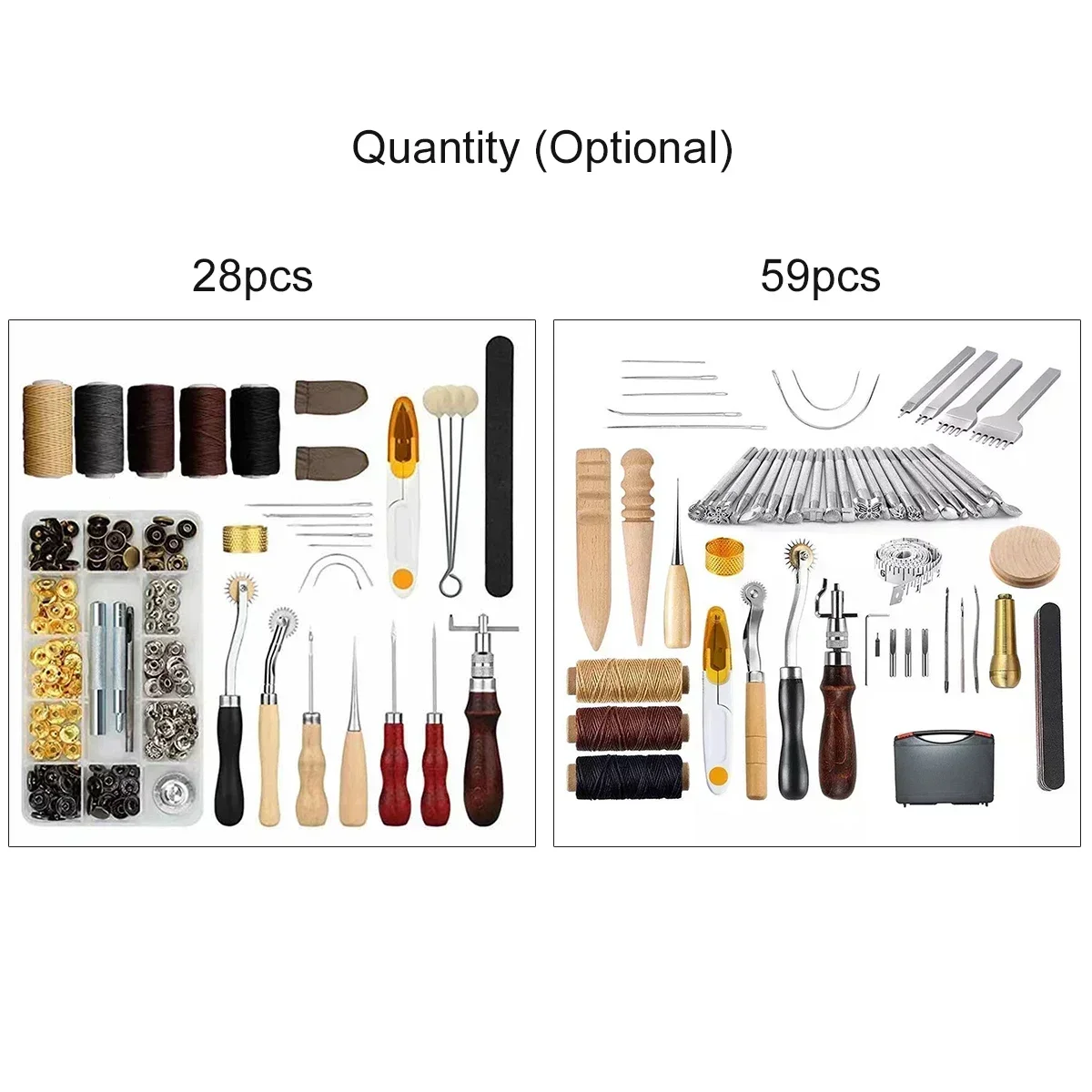 

59PCS Craft Leather Tools Set DIY Leather Working Tool Kit for Sewing Stiching Carving Printing Cutting Leathercraft Accessories