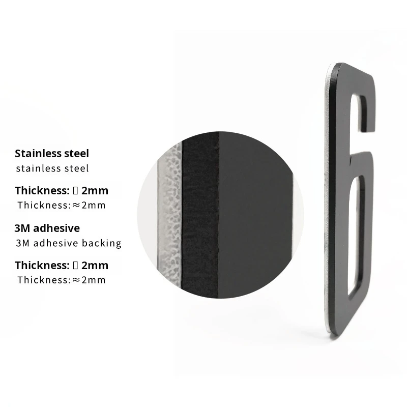 6 Inch Self-adhesive House Numbers Stainless Steel House Number for Outside office Digital Identification Number