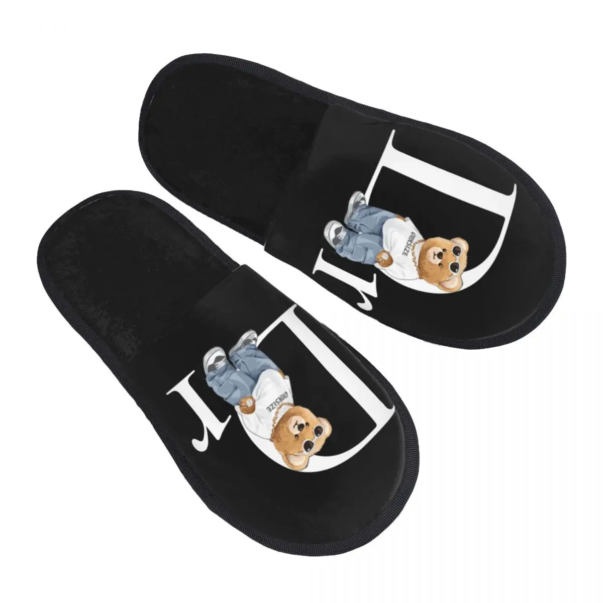 

Luxury Letter Brand Winter Cotton Plush Slippers Cozy Memory Foam Hiphop Gangsta Teddy Bear Slippers Slides Anti Slip