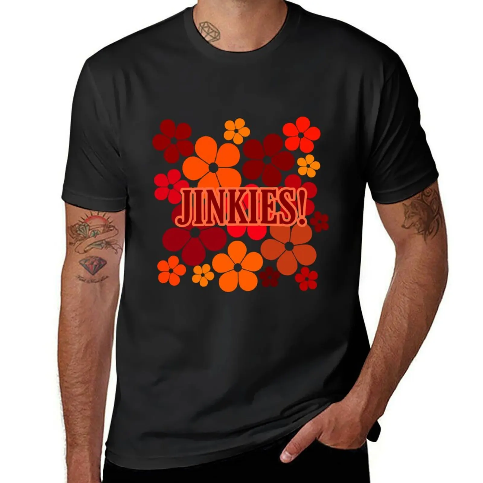 Velma Jinkies retro flower power print T-Shirt funnys Aesthetic clothing boys whites mens vintage t shirts