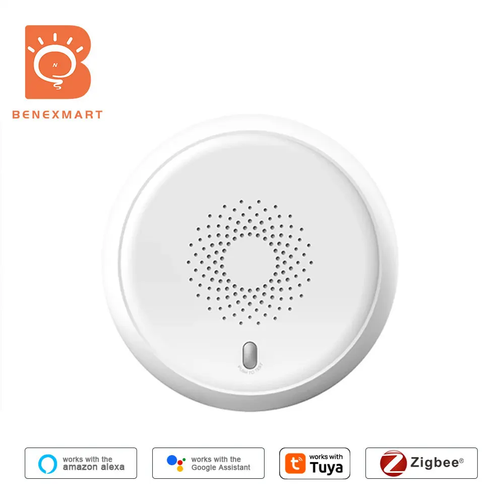 Benexmart Zigbee Wireless Smoke Detector Smart Fire Alarm Sensor for Home Security System Work with Tuya Smart Life App