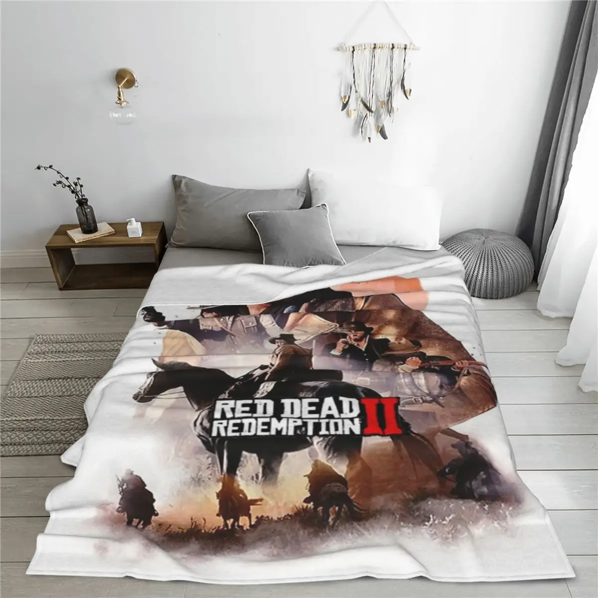 Red Dead Redemptions Arthur Morgan Blankets Flannel Textile Game Outlaw Artwork Portable Super Soft Throw Blankets Sofa Throw