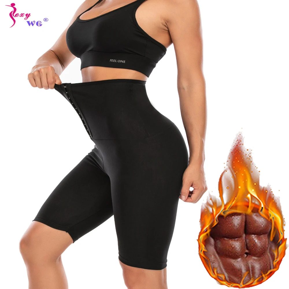 SEXYWG Sauna Pants Shorts Women Sweat Leggings for Weight Loss Slimming High Waisted Capris Compression Fitness Gym Workout