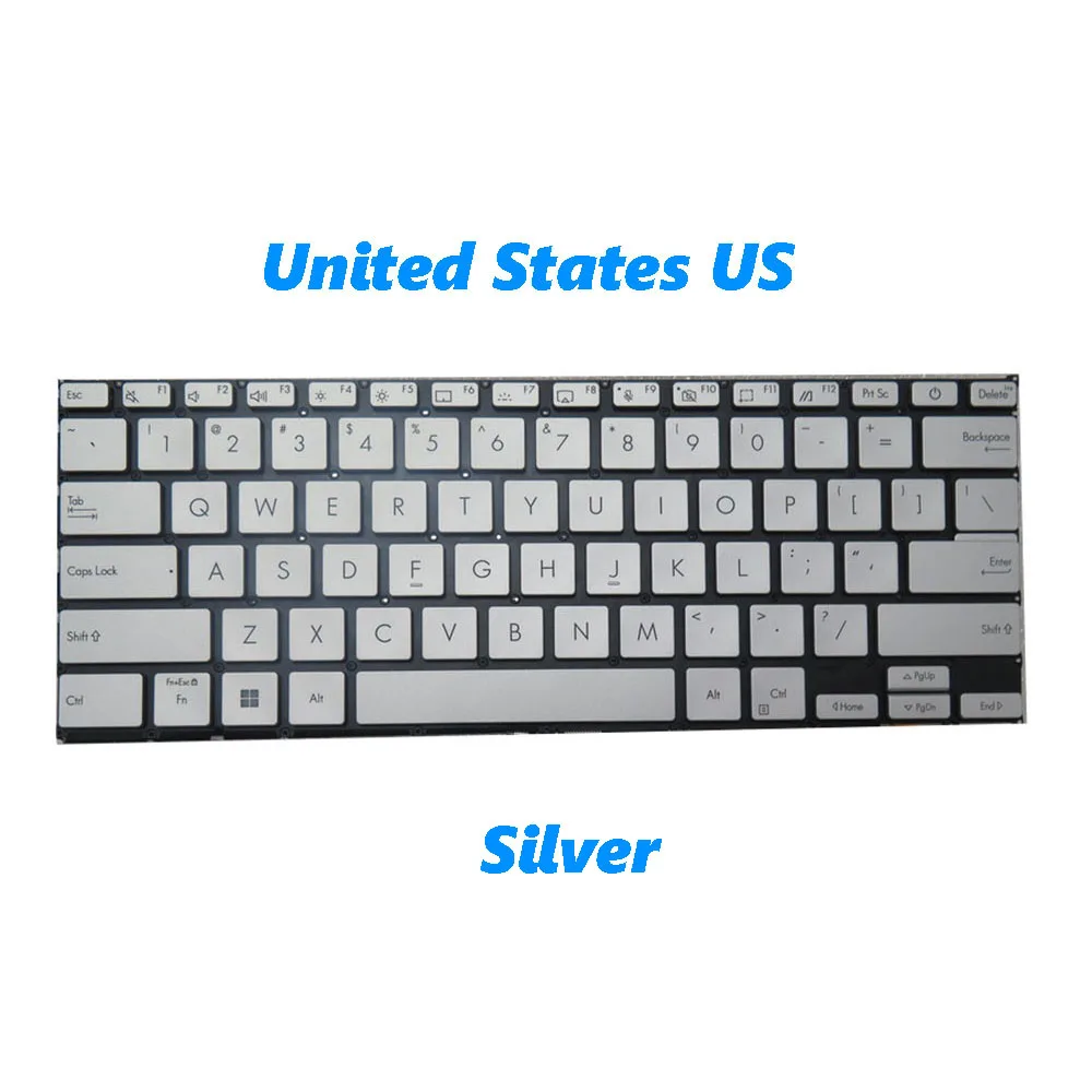 UK\US\BE\FR\PO Keyboard For ASUS Zenbook 14 OLED UX3403V UX3403VC Blue Black With Backlit Without Frame