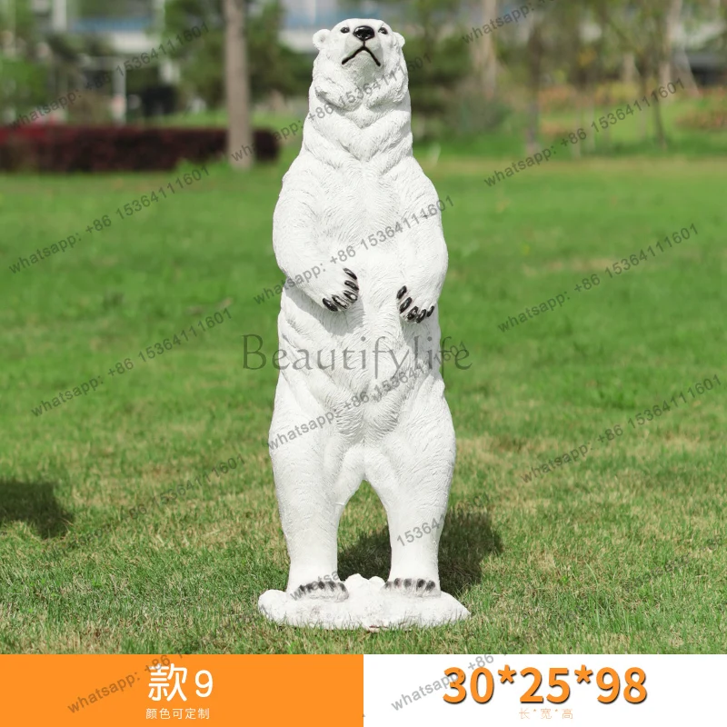 Outdoor simulation polar bear fiberglass animal model ornament garden landscape aquarium, sculpture customization