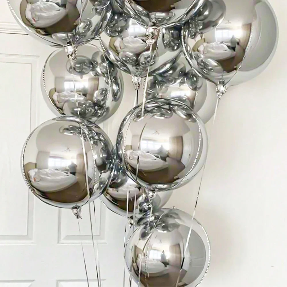 4D foil balloons, silver gold large holographic circular balloons, for Valentine's Day,birthdays,bachelorette parties,weddings view 5