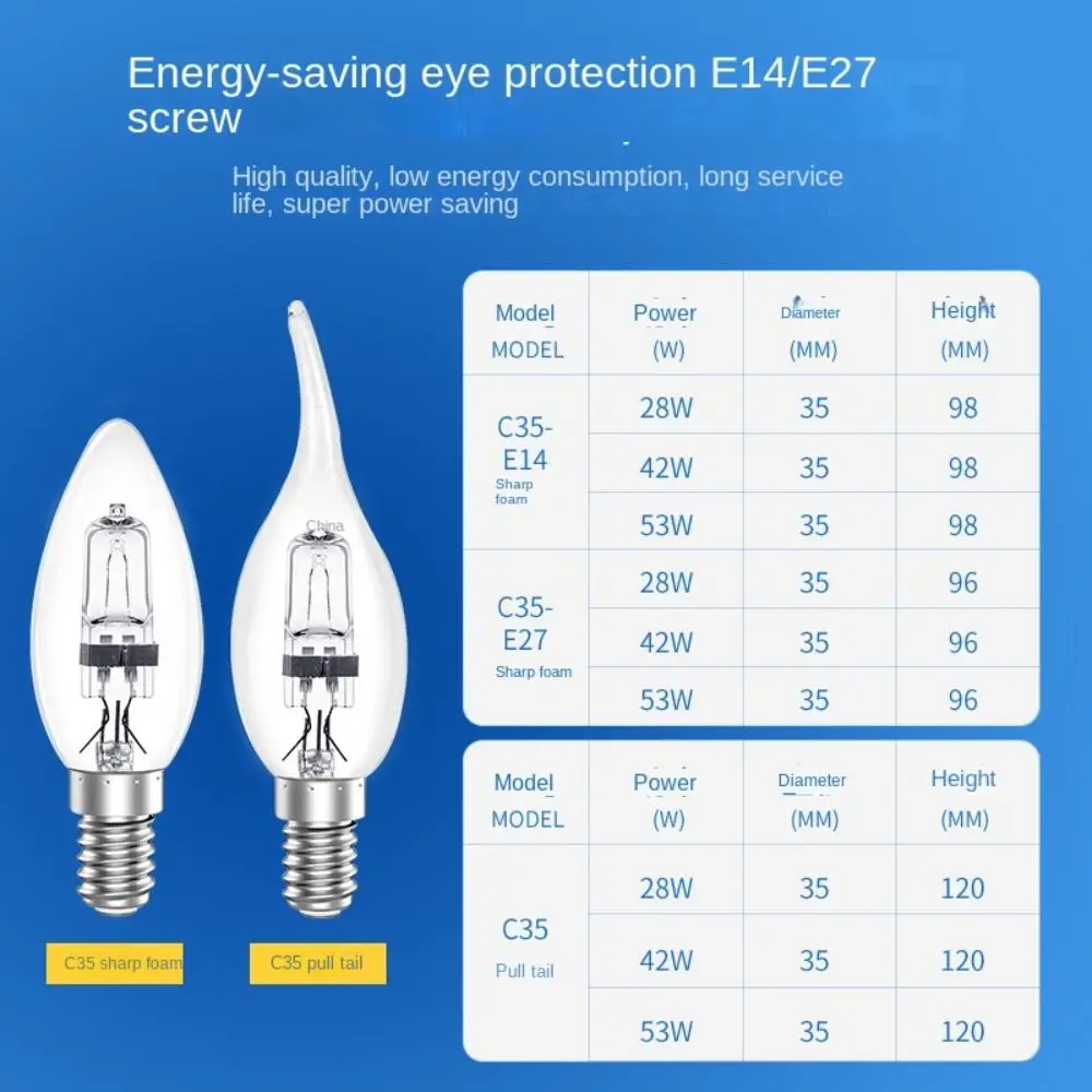 Indoor Outdoor Reflector C35 E14 E27 Downlight Spot Replace Spotlight Bulbs Light Lamps candles pointed bulbs Halogen Bulbs