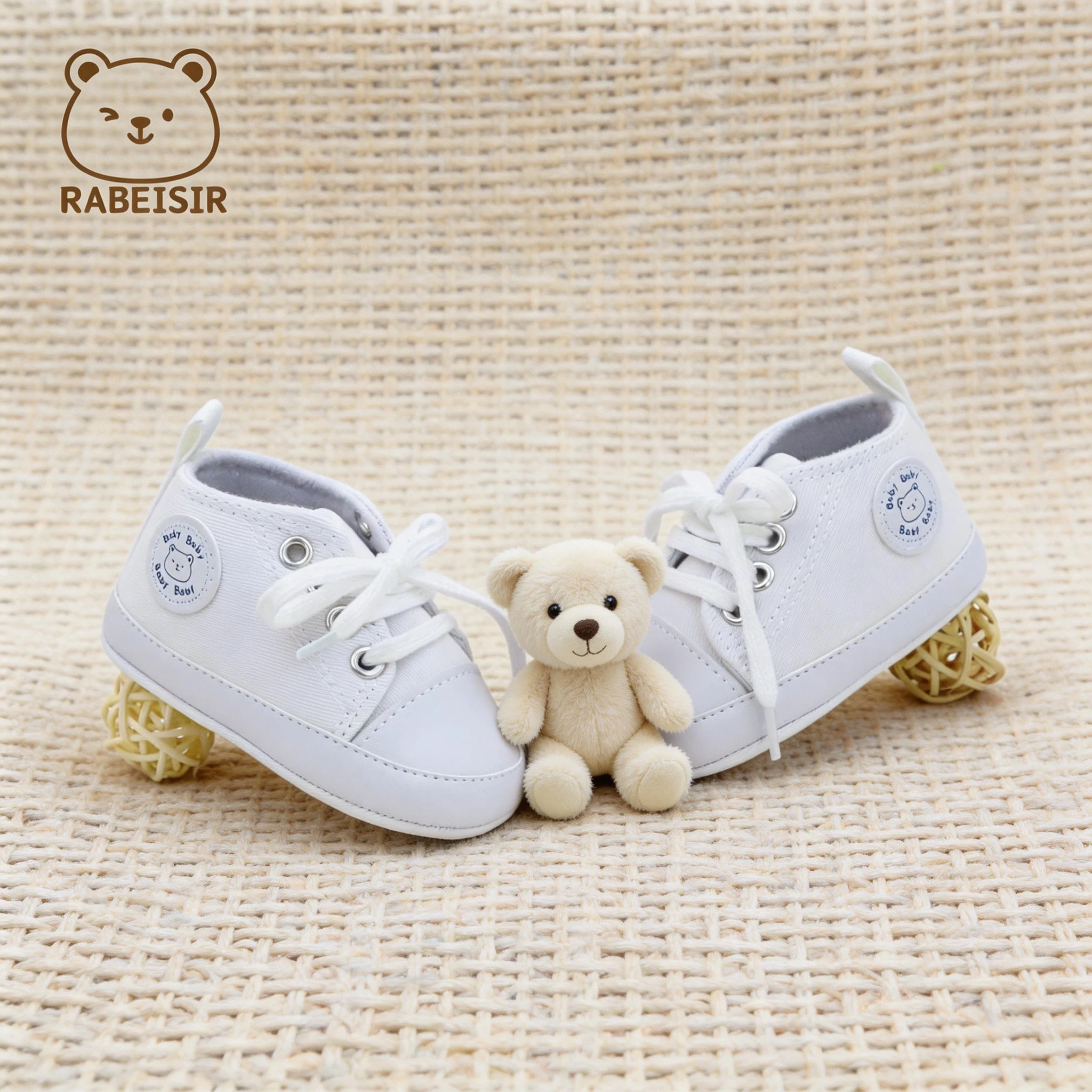 Baby Shoes Boy Girl High Top Lace Up Casual Soft Sole Lightweight White Black Blue Pink Red Navy Blue Infant First Walkers 0-18M