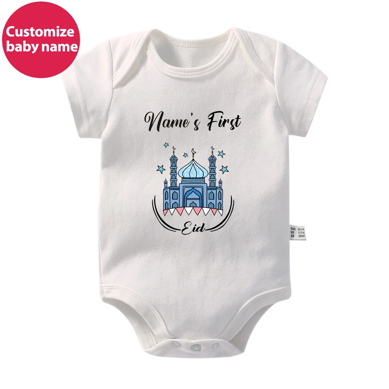 Custom Name 1st Ramadan Baby Bodysuits Personalized Infant Baby Jumpsuits Eid Boys Girls Clothes Isiamic Muslim Holiday Outfits