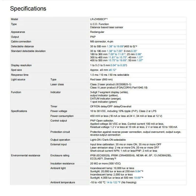 Nuovissimo sensore laser LR-ZH500CP KEYENCE reflection originale da 500mm