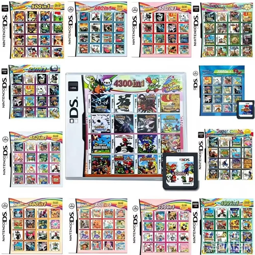 4300 500 520 482 In 1 NDS Multi Game Card Retro Game Cartridge With Box For DS Lite DSi 3DS Game Collection