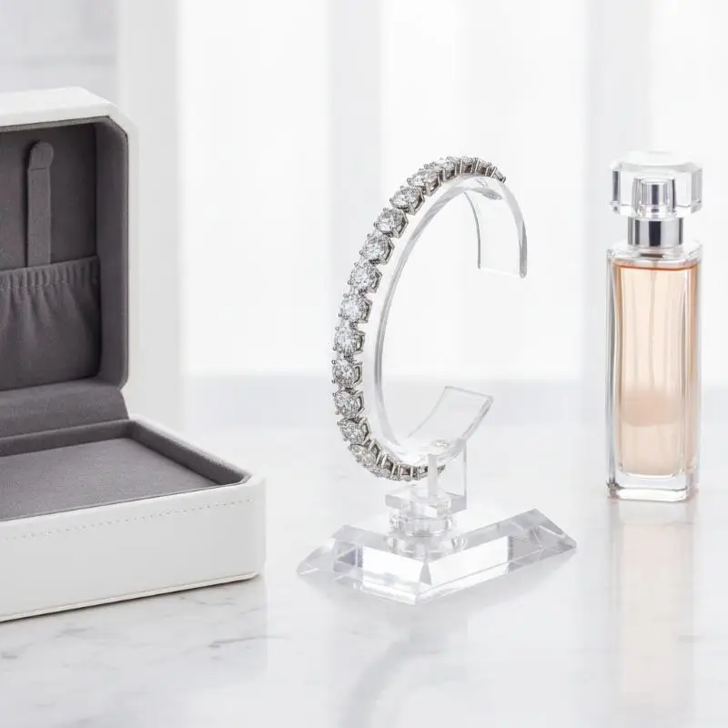 5Pcs Jewelry Display Stand C Circle Transparent Counter Holder Watch Bracelet Showcase Prop For Gift Present