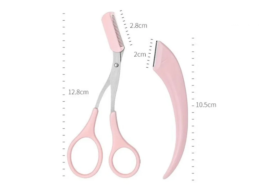 3-Piece Eyebrow Trimmer Set, Precision Trimming Scissors, Curved Eyebrow Trimmer and Comb - for On-The-Go Eyebrow Grooming