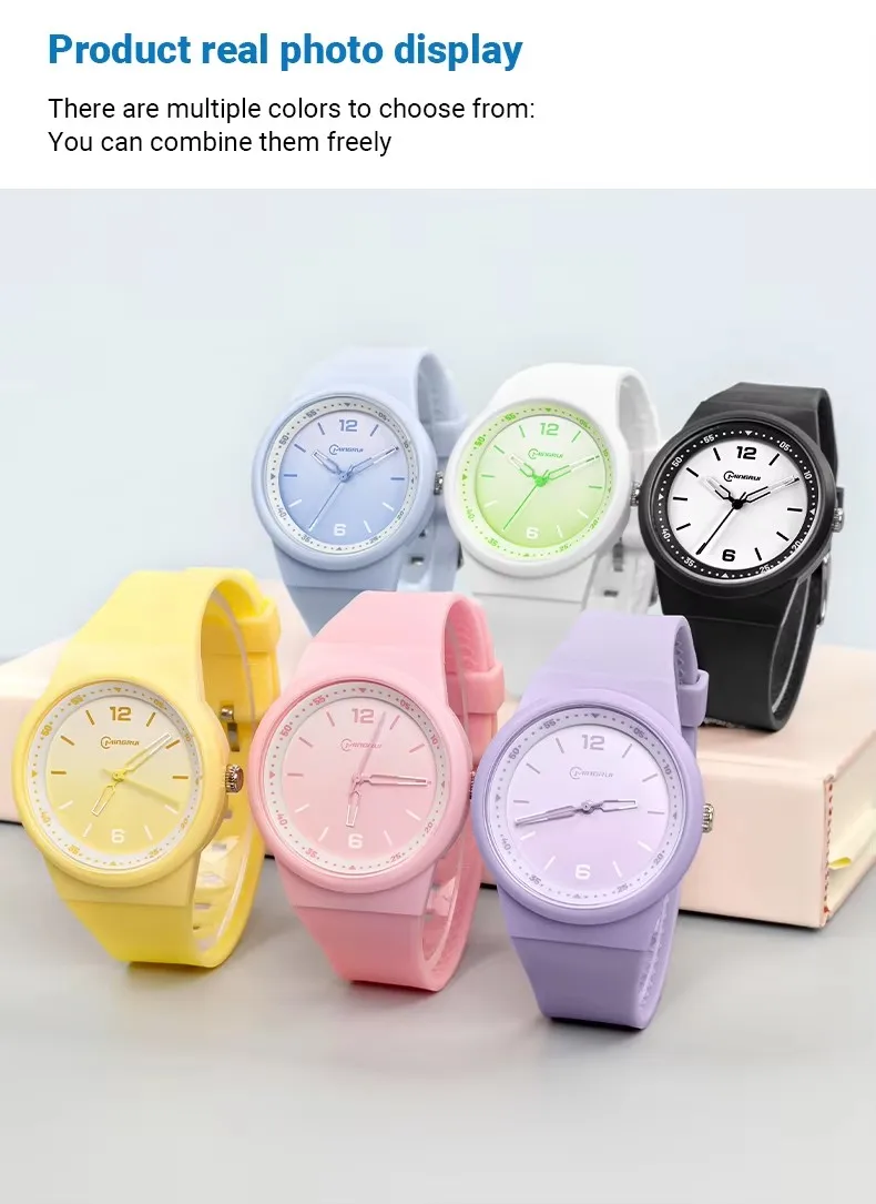 ピンククォーツ子供用腕時計シリコンストラップ防水ブルーアナログティーンエイジ腕時計女の子男の子用