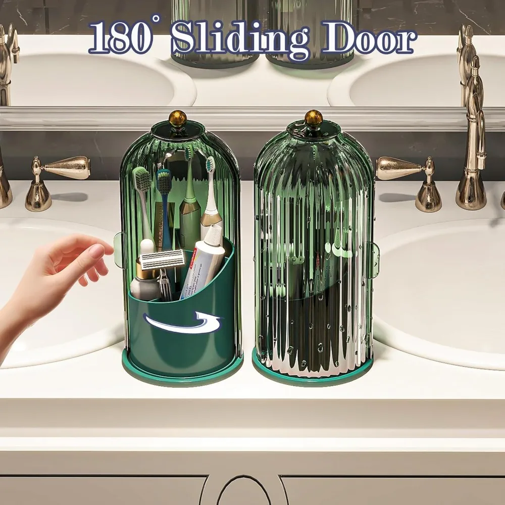 Пылезащитные держатели для зубных щеток с крышкой, вращающаяся электрическая зубная щетка и держатель зубной пасты для столешницы в ванной комнате, 3 слота