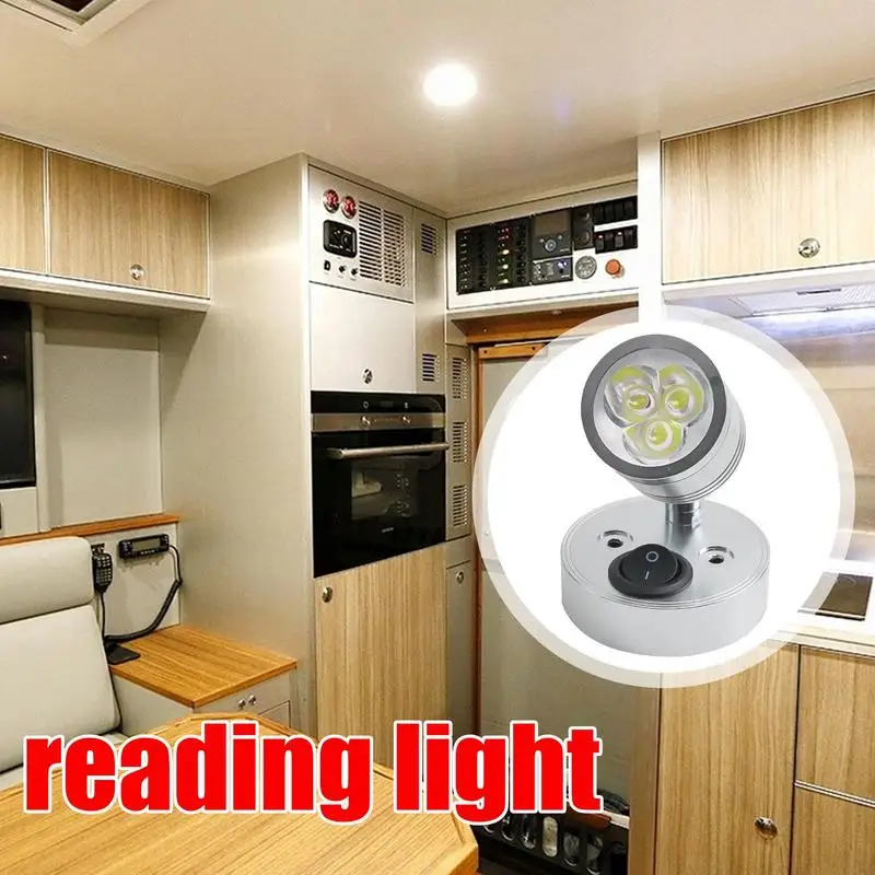 12V Reading Light 12V 3W LED Reading Light Spotlight RV Reading Lamps Bedside Lamp Light Fixtures Indoor Lighting For RV Boat