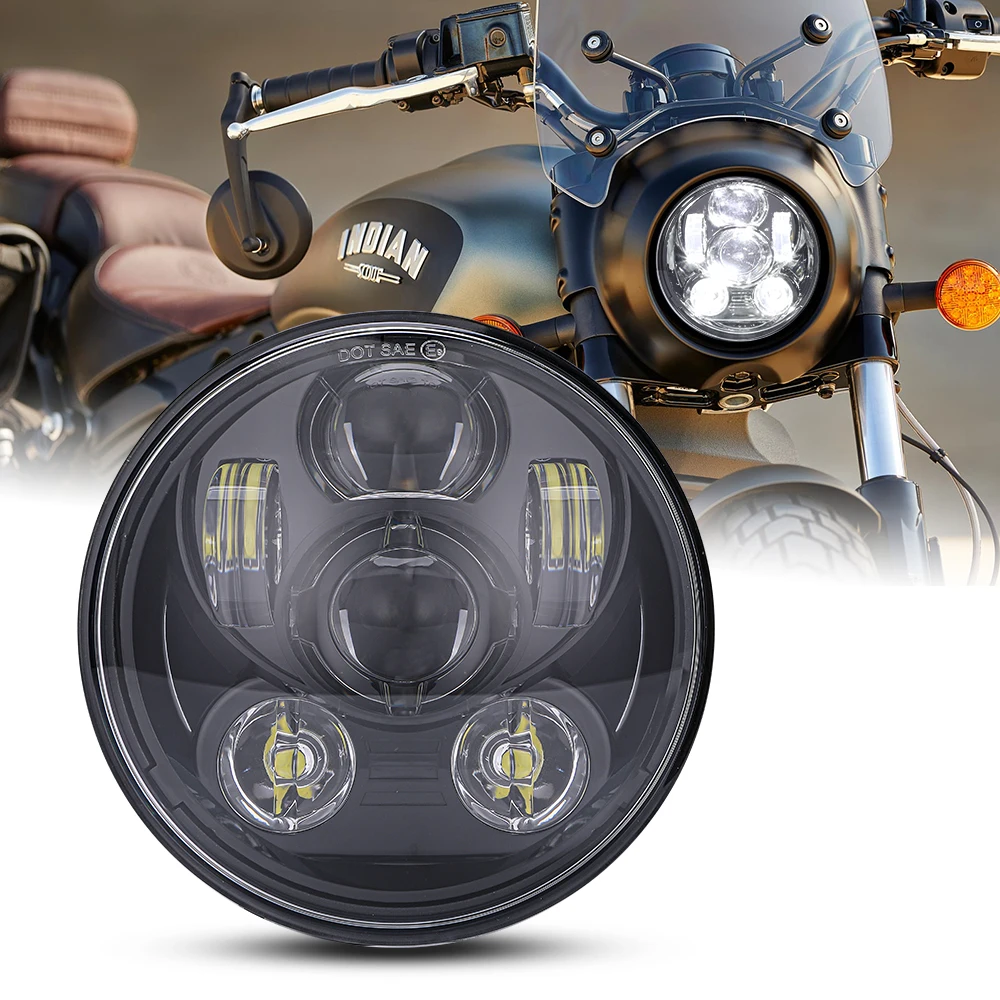 

Motorcycle 5.75 Inch 5 3/4'' Round Black LED Headlight Projector Hi-Low Beam For Sportster Dyna XL883 Yamaha V-Star 650 1100