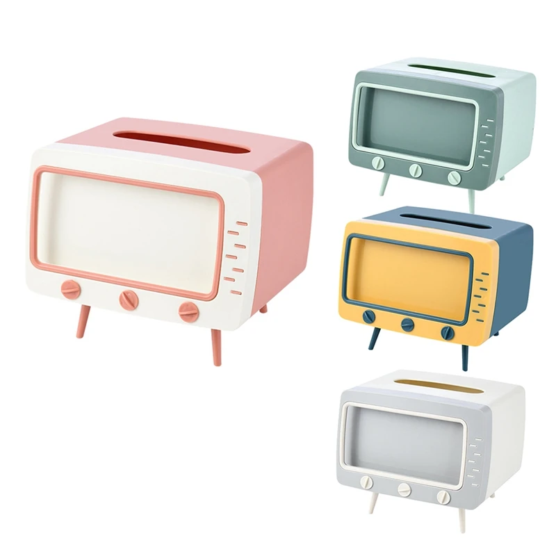 Creative TV Tissue Box Household Kitchen Tissue Storage Box Living Room Drawer Multifunctional Mobile Phone Rack